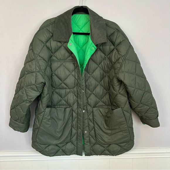 Calvin Klein Jeans Women’s Reversible Quilted Green Jacket Size L NWOT - Picture 7 of 13